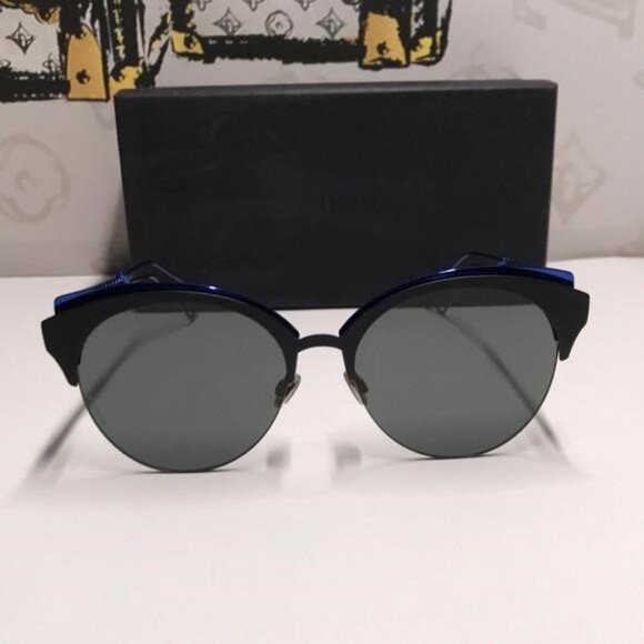 New Authentic CHRISTIAN DIOR Metal DioramaClub Sunglasses – Black & Blue - Picture 7 of 12